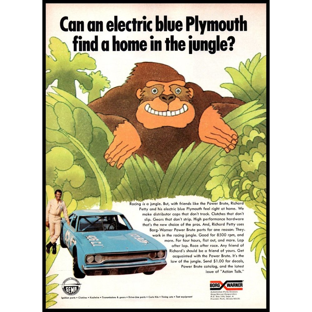 1971 Borg Wagner Performance Car Parts Vintage Print Ad Richard Petty Wall Art